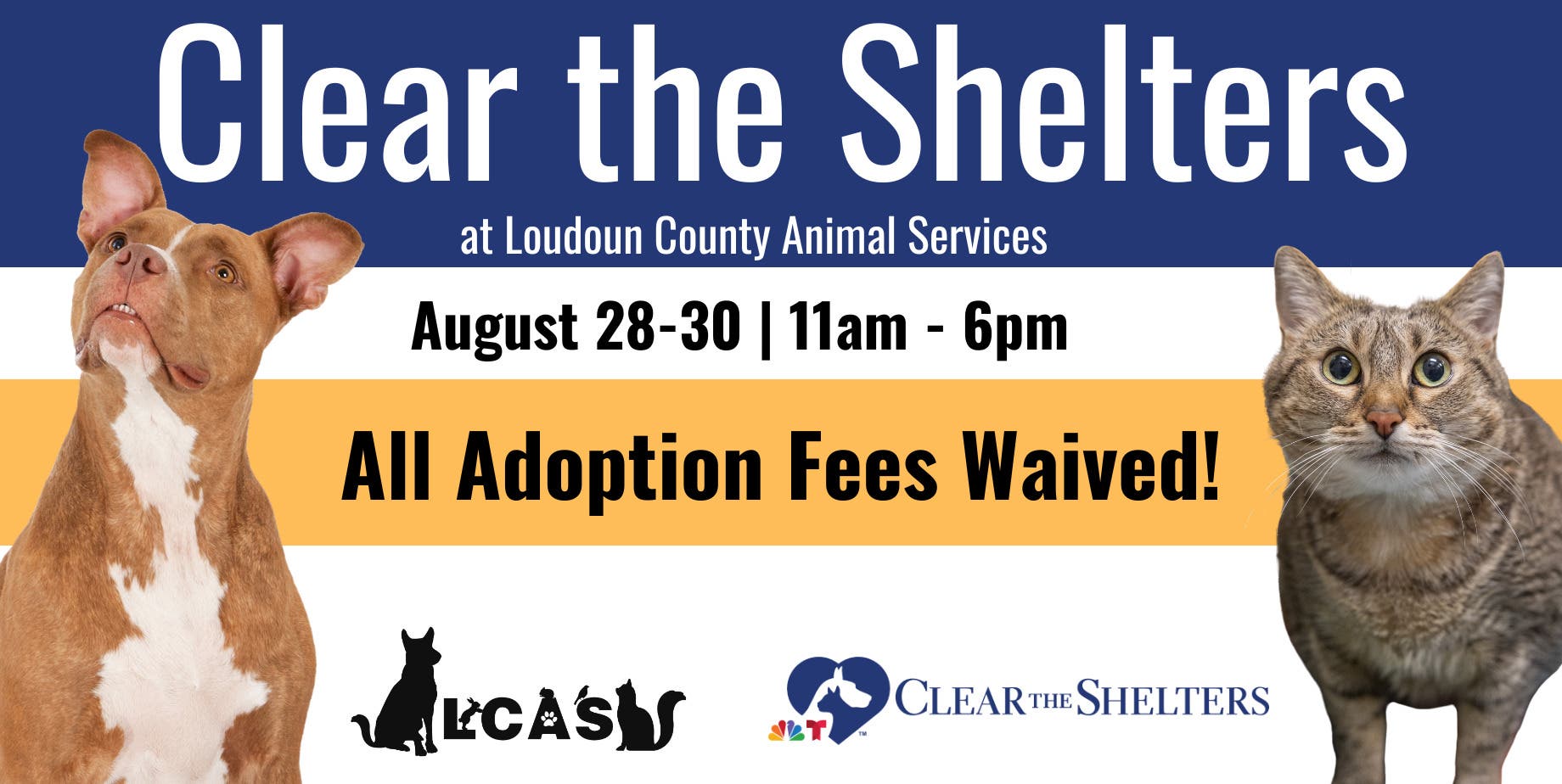 Clear the Shelters - Fee-Waived Adoptions!