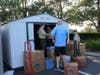 Fitting all that food into the pantry shed took some team effort. 