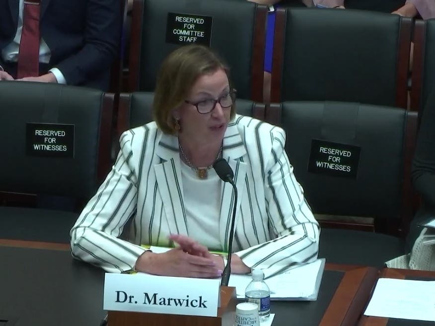 Judith Marwick testifying in front of Congress.