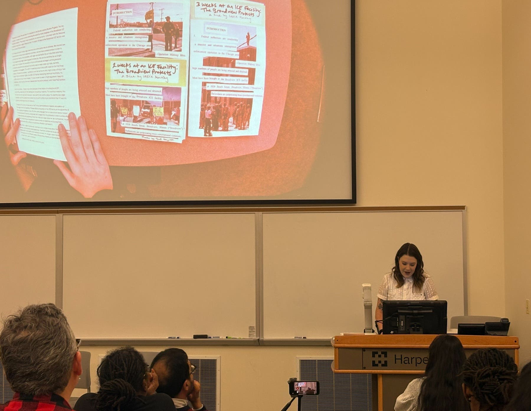 Second-year political science student Leslie Murray presents her Social Justice Studies project