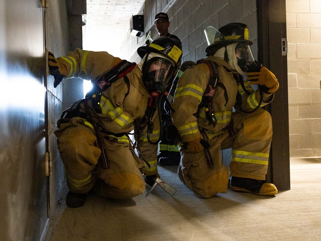 The inaugural cohort of Harper College's Fire Academy at the new Emergency Services Training Center were the first group of students to take advantage of all of the hands-on training simulations that the new center provides.
