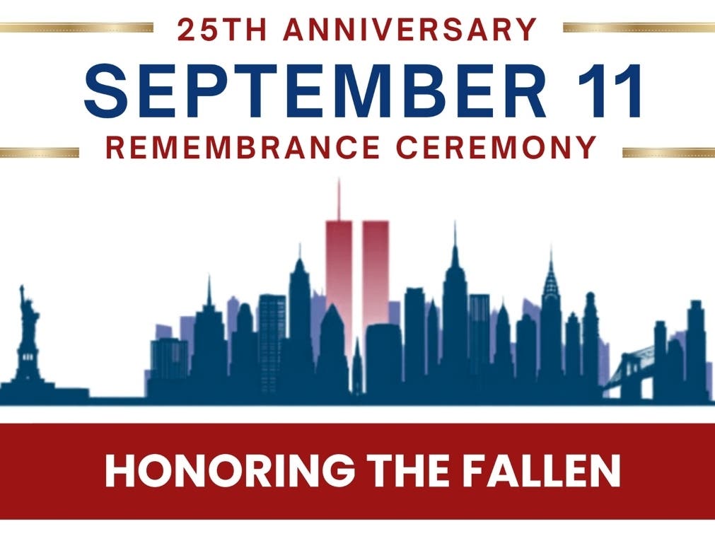 Harper College will host a remembrance ceremony at 11 a.m. on Friday, September 11, to honor the lives lost during the 9/11 attacks 25 years ago.