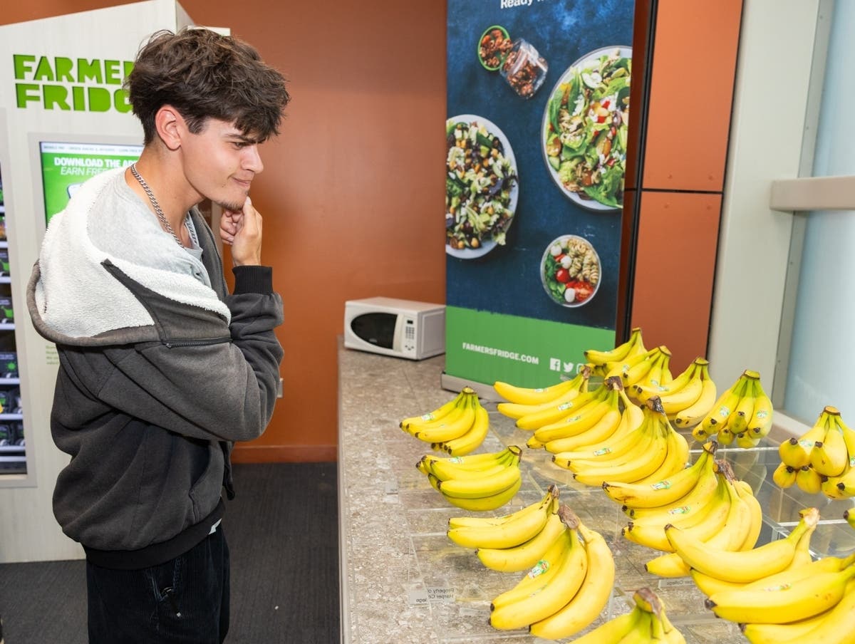 Harper College's new Banana Lounge was inspired by a similar program at MIT. If they're hungry, students can pick up a free banana Mondays through Fridays.