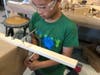 Camper working hard on his project
