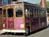 A side view of the new trolley that will be touring the downtown area this summer.