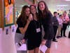 (Left to right) Liza Konopleva, Kate Metzendorf, and Sydney Grodin laughing after dinner. 