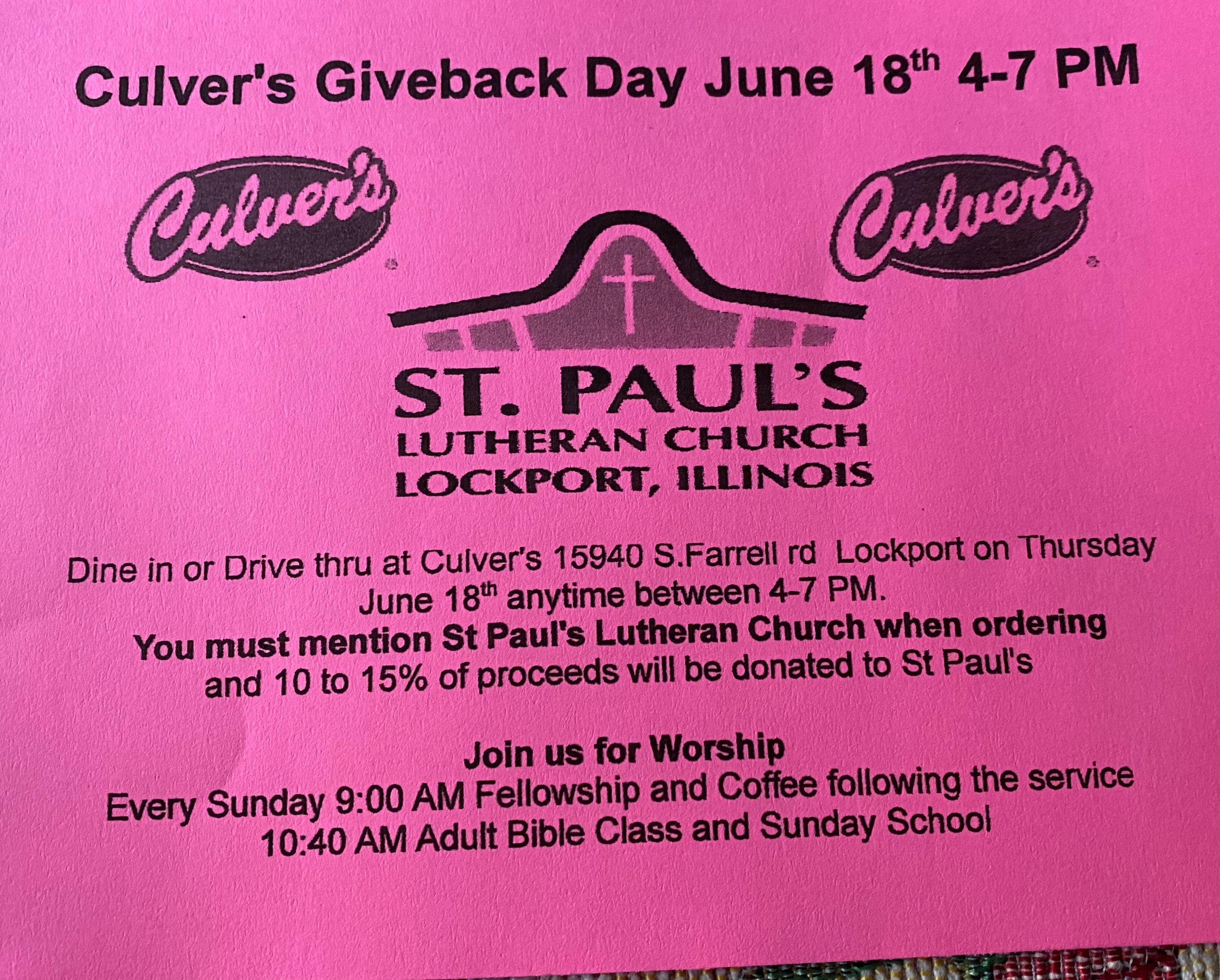 Culver's Giveback Day