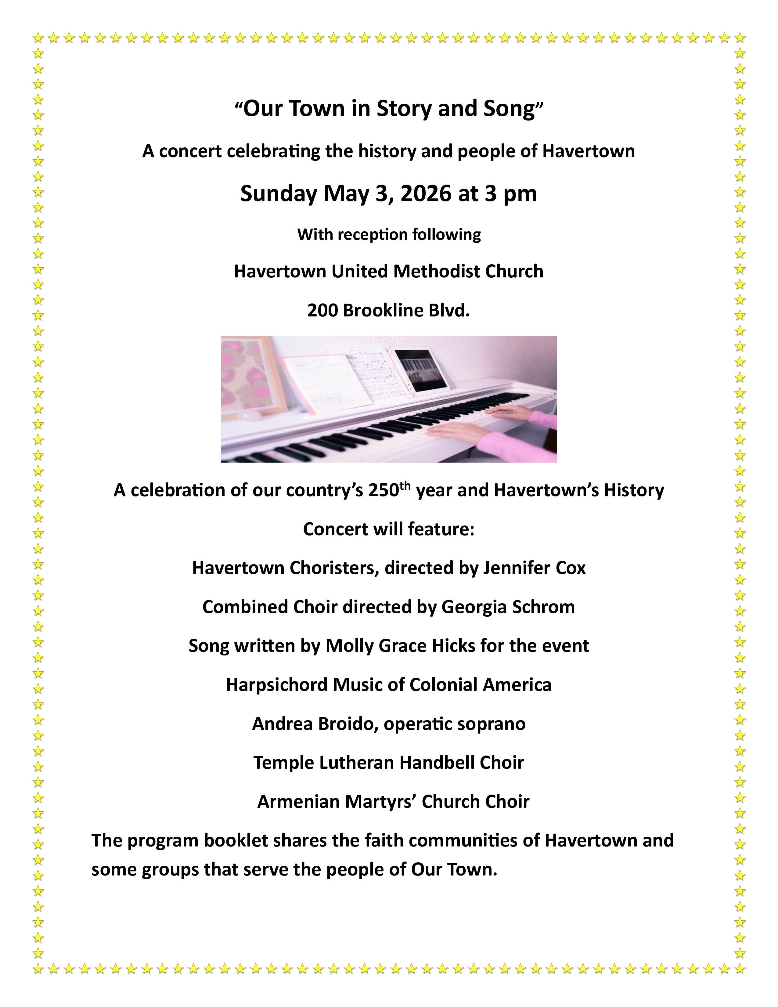 Our Town in Story and Song at Havertown United Methodist Church