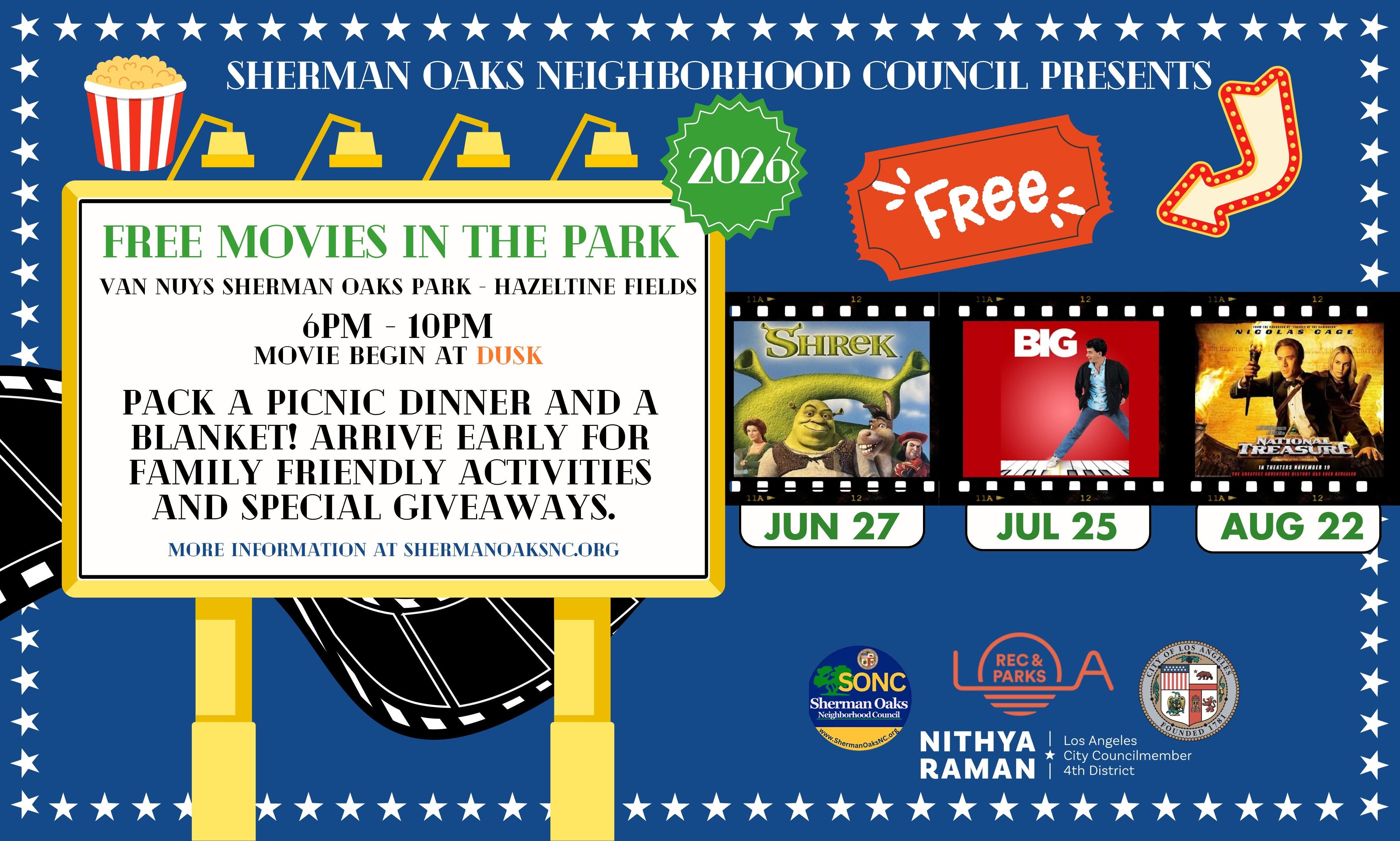 FREE Movies in the Park - July 25, 2026