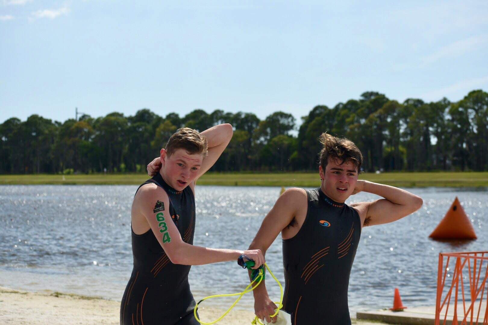Owen and Eric swim photo