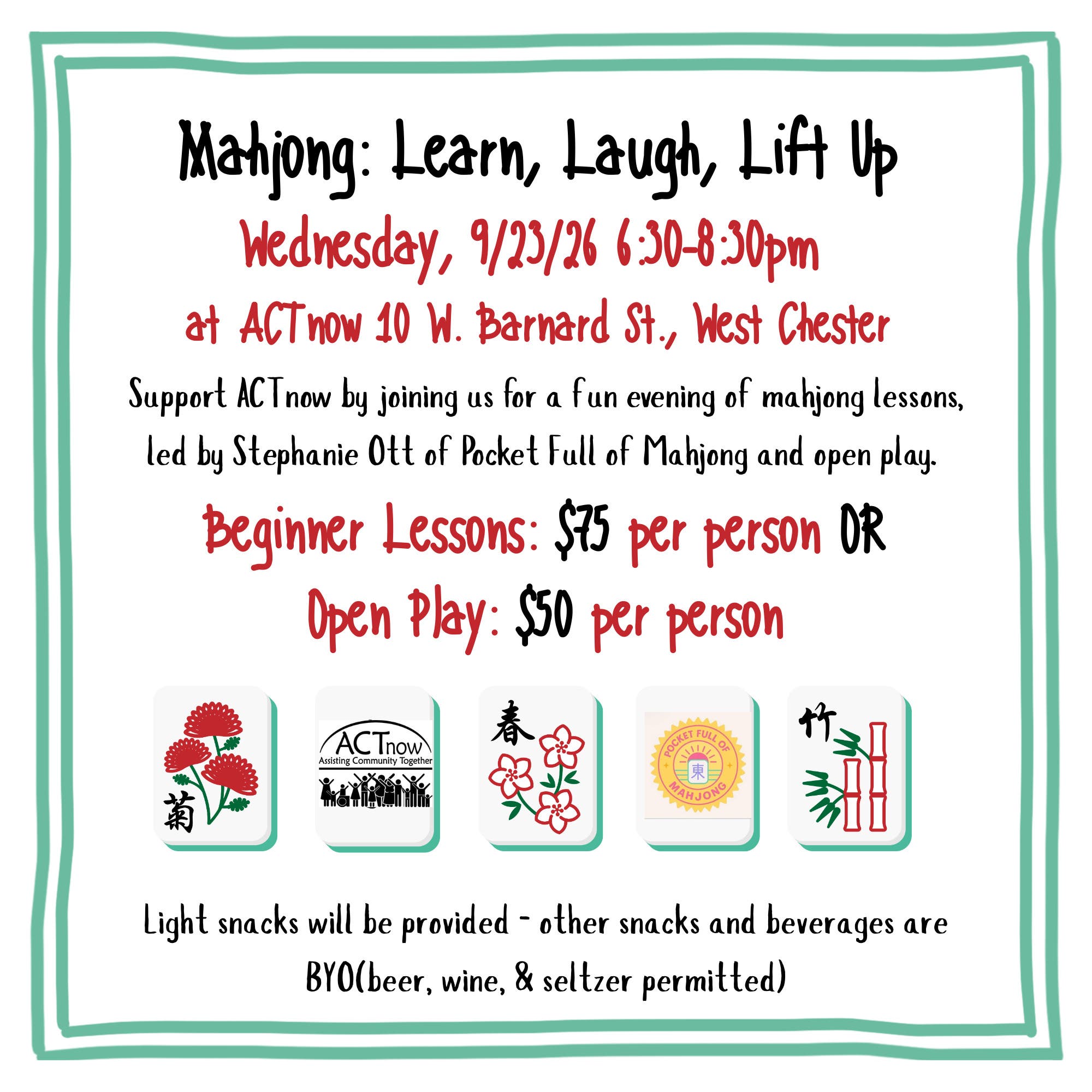 Mahjong: Lessons and Open Play Fundraiser