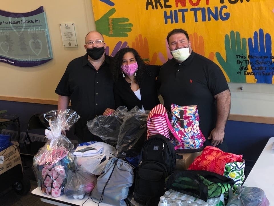 Fred Garrity Jr., CFJ's Sasha Collins and Jay Piccirillo of Micalizzi Italian Ice