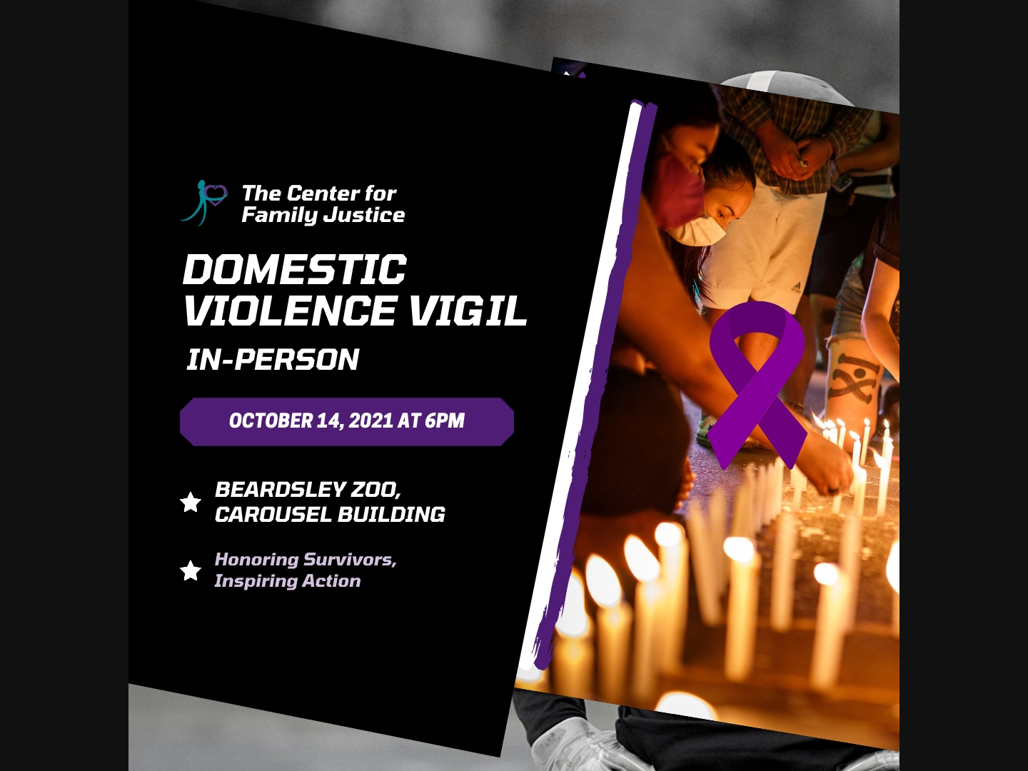 The public is invited to CFJ's annual Domestic Violence Awareness Month Vigil which will include survivors, elected officials and local youth groups. 