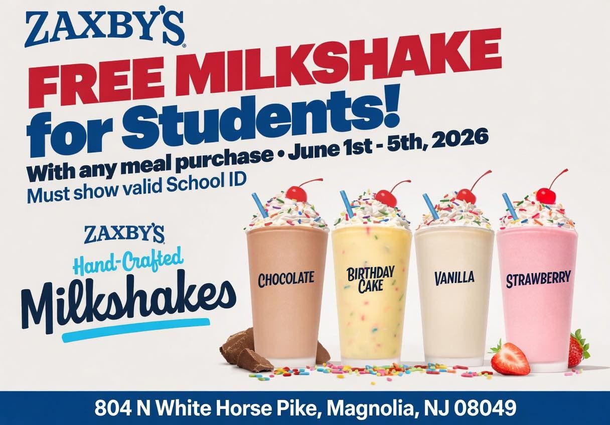 Free Milkshake with Purchase for Students at Zaxbys in Magnolia