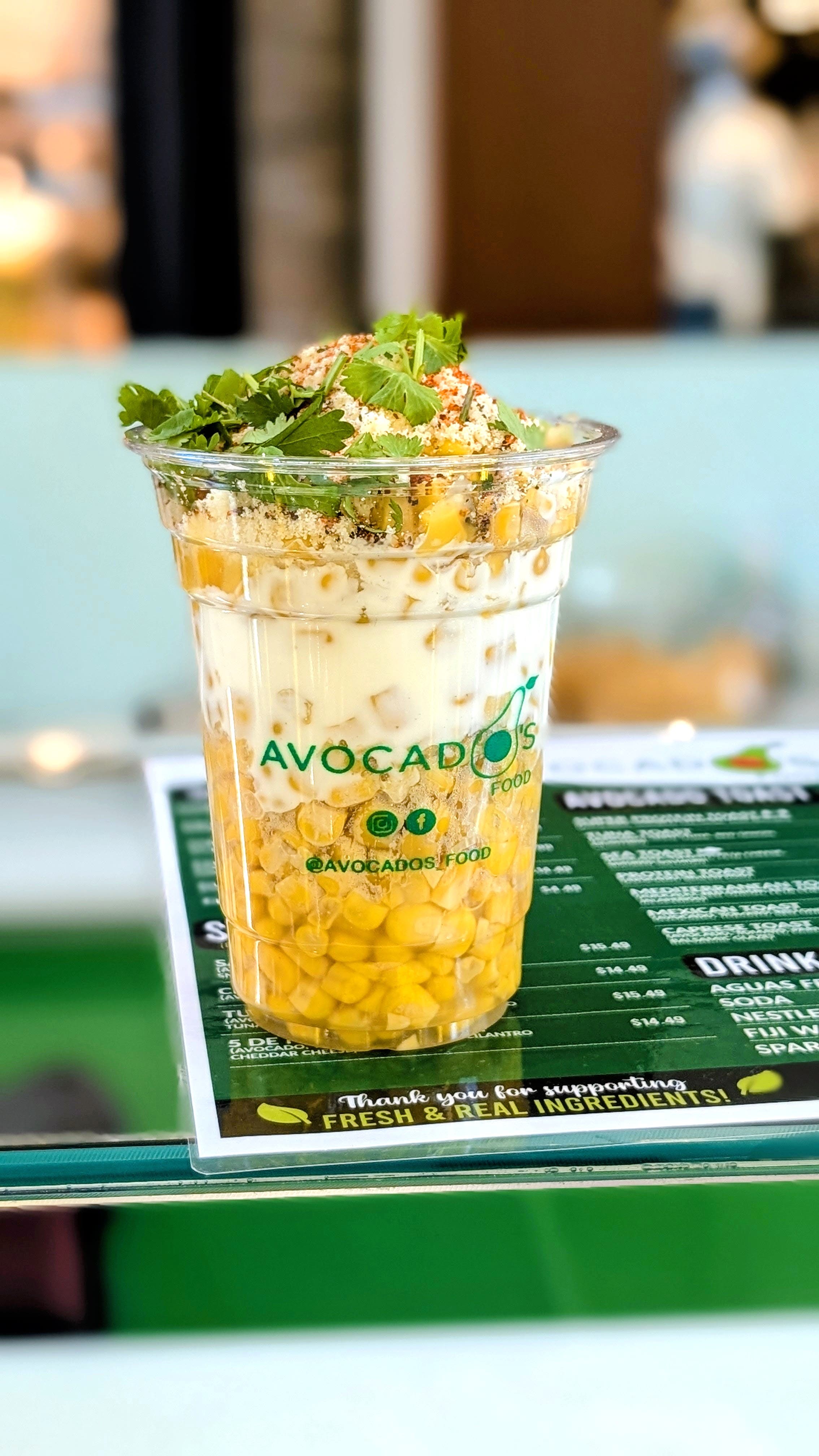 esquites - corn in a cup - from Avocado's Food at the Cherry Hill Mall