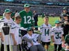 L-R Ellie Manheim, Arion Mamudi, Steven Halpern, MD, Medical Director, Pediatric Oncology Center, Goryeb Children's Hospital (standing), Will DeGregorio (sitting), Ethan Geller and Ben Stanton Herko