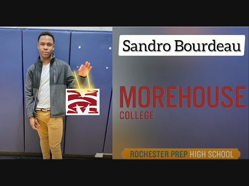 Rochester Prep senior Sandro Bourdeau announces he will attend and graduate from Morehouse College.
