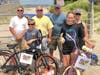 Members of the Miller family, who donated Huffy bikes as prizes for largest fish in Ocean City Fishing Club's Boys and Girls Surf Fishing Tournament, meet with winners George Shimp (left) and Danielle Audet