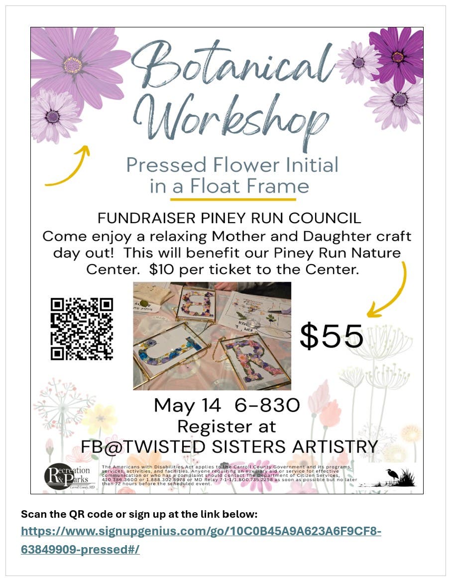 Piney Run Pressed Flowers Letter in Floating Frame Class