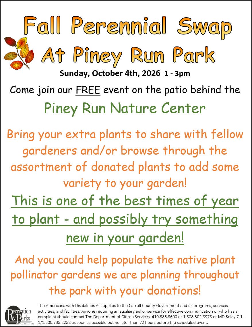 FREE Fall Perennial Swap at Piney Run Park