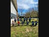 MTMS students who participated in the St. Baldrick’s fundraiser posing with their event shirts