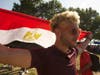 A man with the flag of Egypt.
