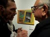 Artist Al Diaz, left, talked about his work, “Untitled.” 