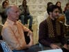 Jonathan Hollander, left, Battery Dance president and artistic director, and Hussein Smko, right, a dancer from the Kurdish region of northern Iraq and Joudeh’s friend, asked Joudeh questions in the Q&A session.