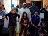 Bboy Kid Glyde, center top, is the Kids Breaking League founder and Dynamic Rockers president. His students representing the Dynamic Kids bboy crew prepared to battle 6 Steps Before the Lord crew from the Bronx.