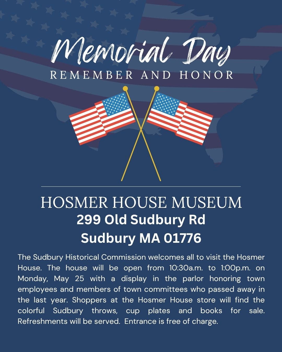 Sudbury's Hosmer House Open May 25th 10:30AM to 1:00PM