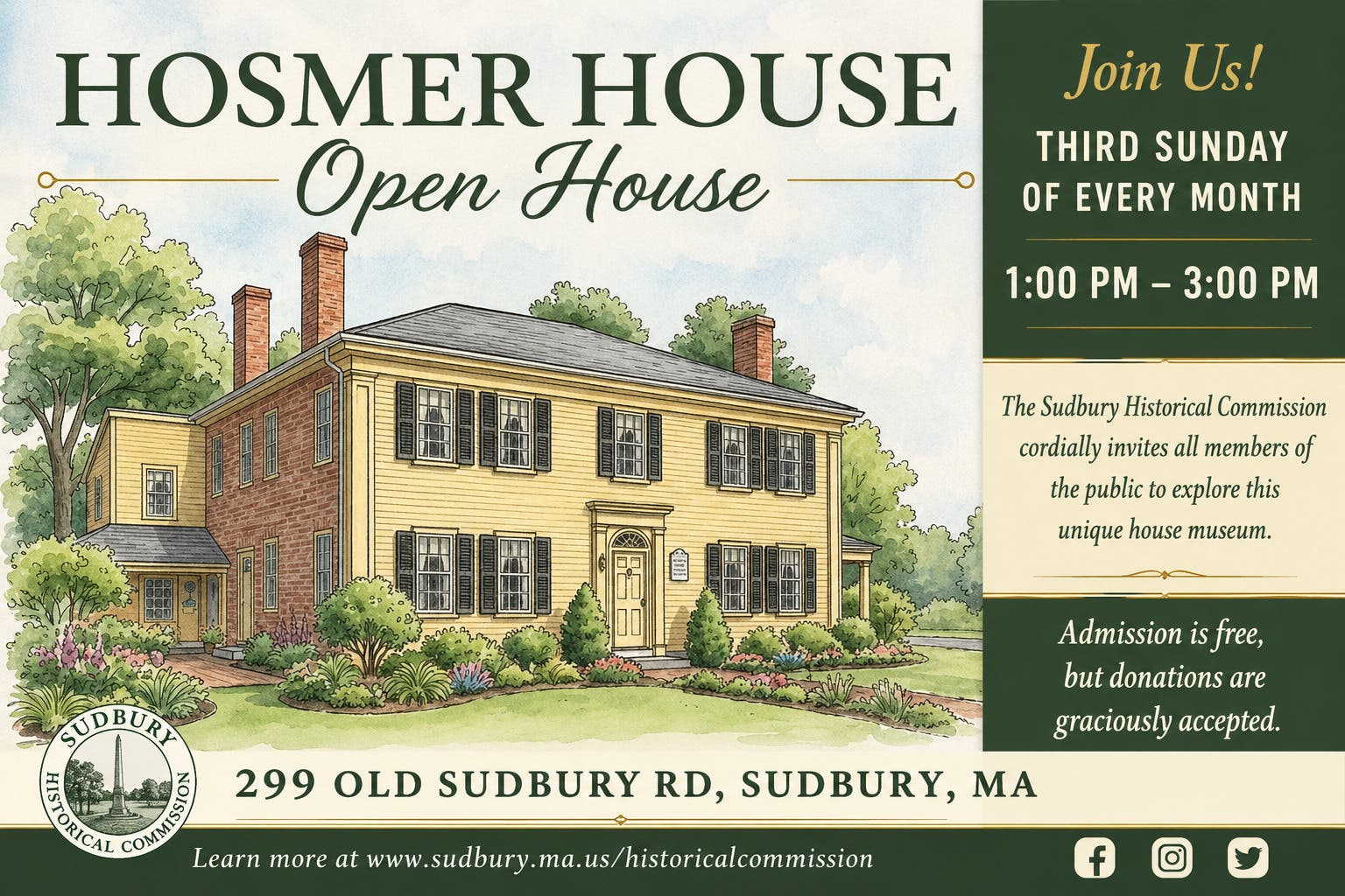 Sudbury's Hosmer House Open Sunday 8/16/2026