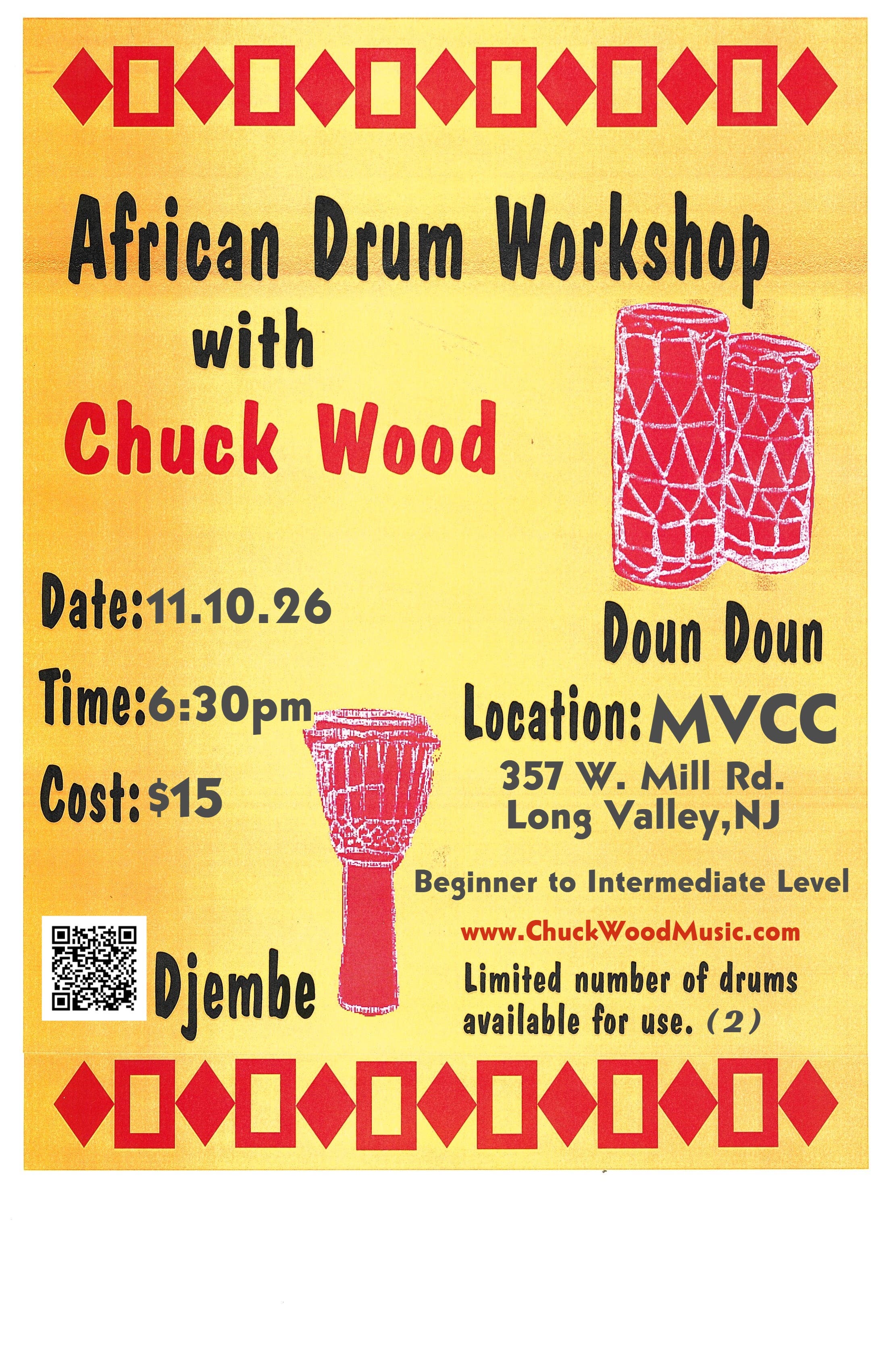 Djembe Drum Class with Chuck Wood