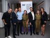 Albert Escola Benet, Chairman of the FIDF Long Island Chapter and National Board Member Ronny Ben-Josef, former IDF soldier Jordan Gvili, Cpl. Julia, Assi Azar, Lt. Esther, and Merav Ben-Josef.