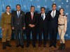 (From Left to right) Israel Maimon, FIDF National Director and CEO Maj. Gen. (Res.) Meir Klifi-Amir, FIDF National Board Member Sammy Bar-Or, and FIDF Chairman Rabbi Peter Weintraub with IDF soldiers.