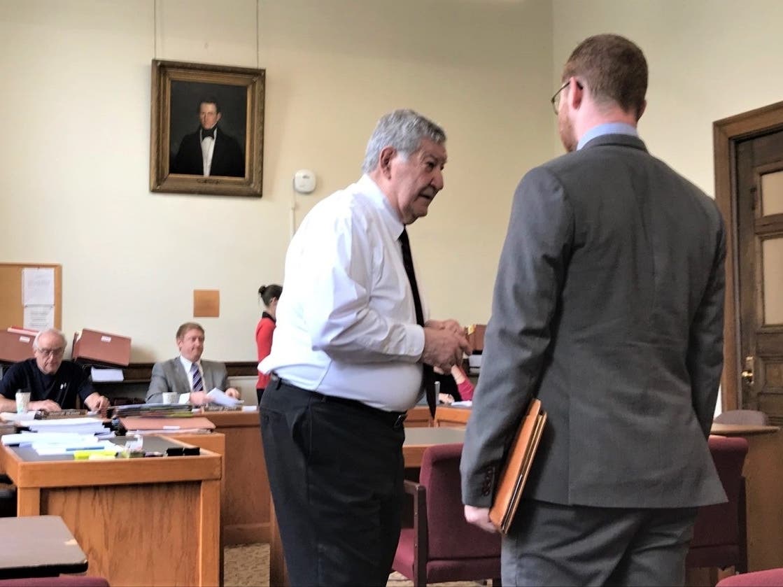 Senate Finance Committee chair Sen. Lou D’Allesandro, D-Manchester, talks with Gov. Chris Sununu’s budget director Mac Zellem in May in this file photo.