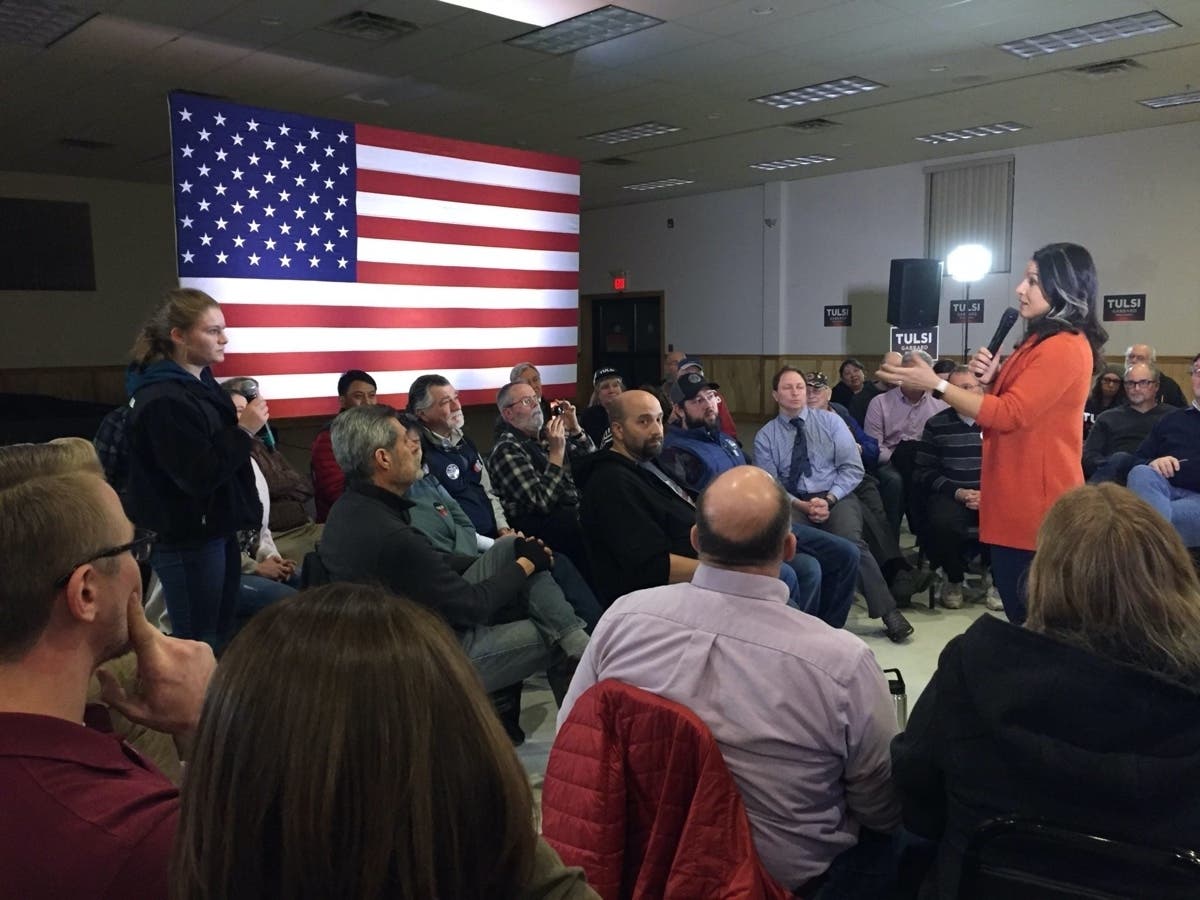 Tulsi Gabbard speaks to a group Jan. 29 at the American Legion in Rochester.
