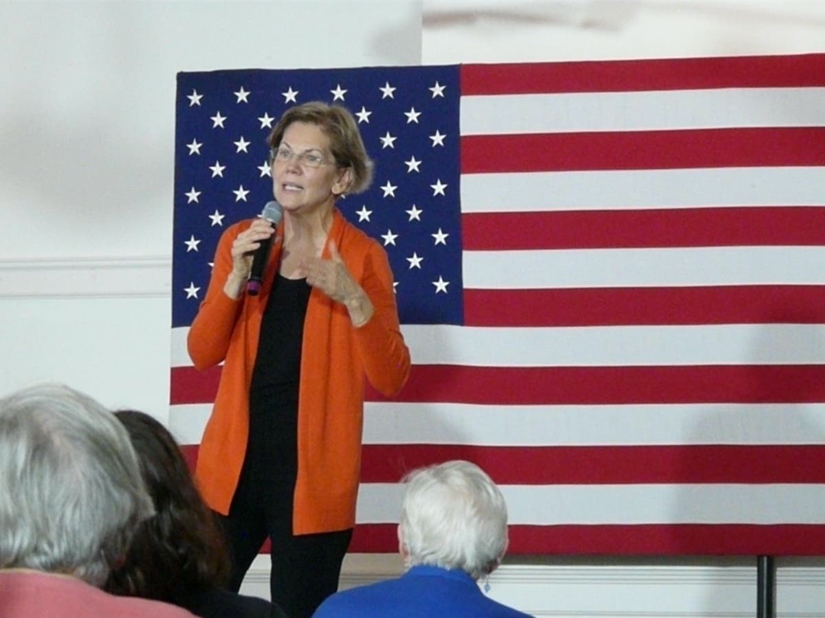 Elizabeth Warren revs up the audience at the Governor's Inn in Rochester recently in this file photo