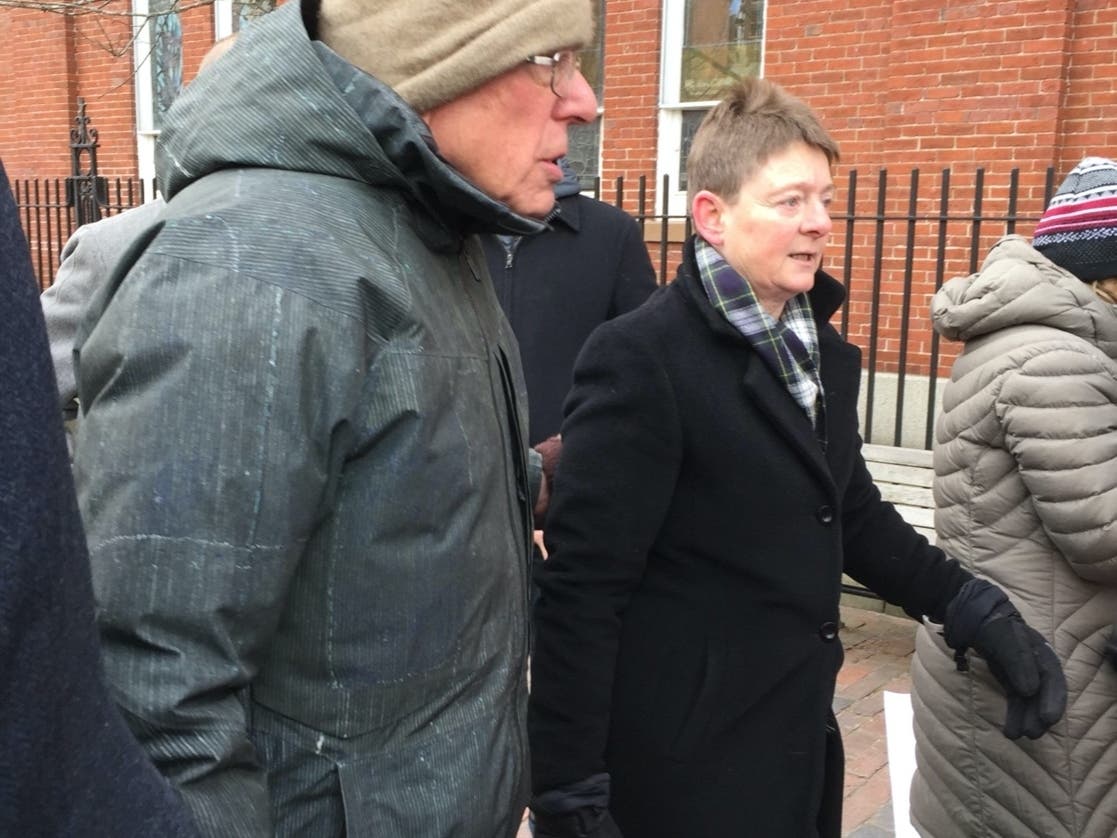 Bernie Sanders is pictured at the Women's March last month in Portsmouth. 