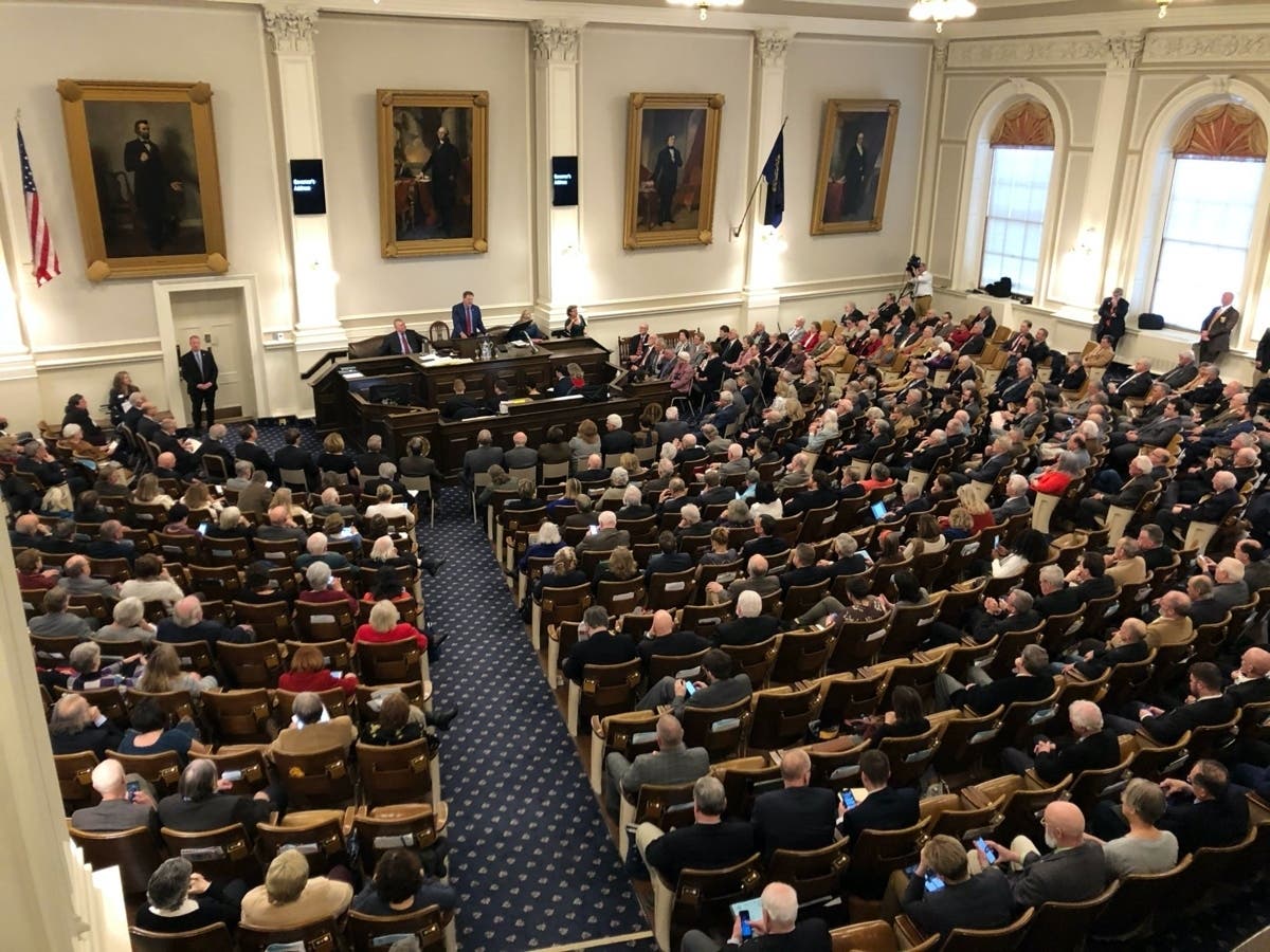 Gov. Chris Sununu delivers the State of the State Address in Representatives Hall Feb. 13.
