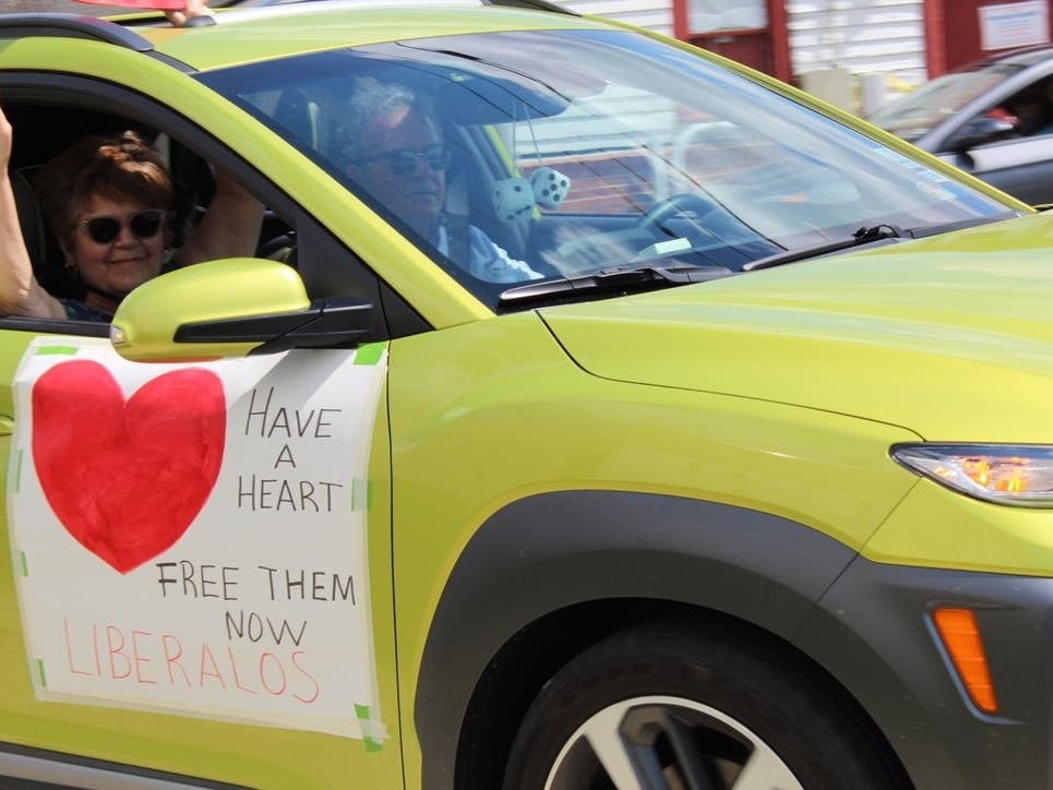 Photo is from a previous rolling rally organized by Never Again Action of New Hampshire at Strafford County House of Correction in Dover.
