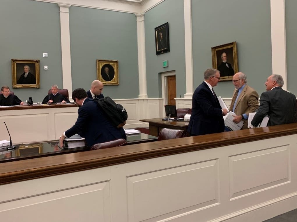 A file photo from the New Hampshire Supreme Court in Nov. 20, 2019, where justices heard a challenge to the Fenniman case.