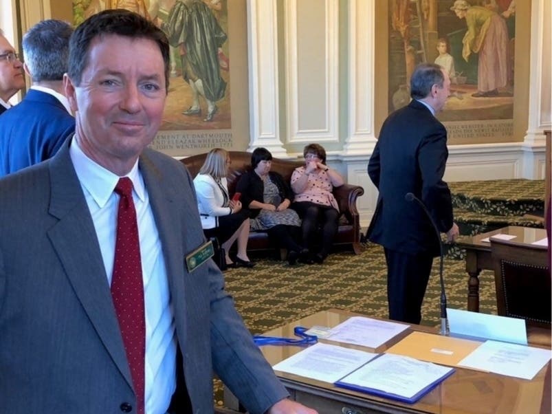 Sen. Tom Sherman, D-Rye, is pictured in the Senate before COVID-19 closed the Statehouse.