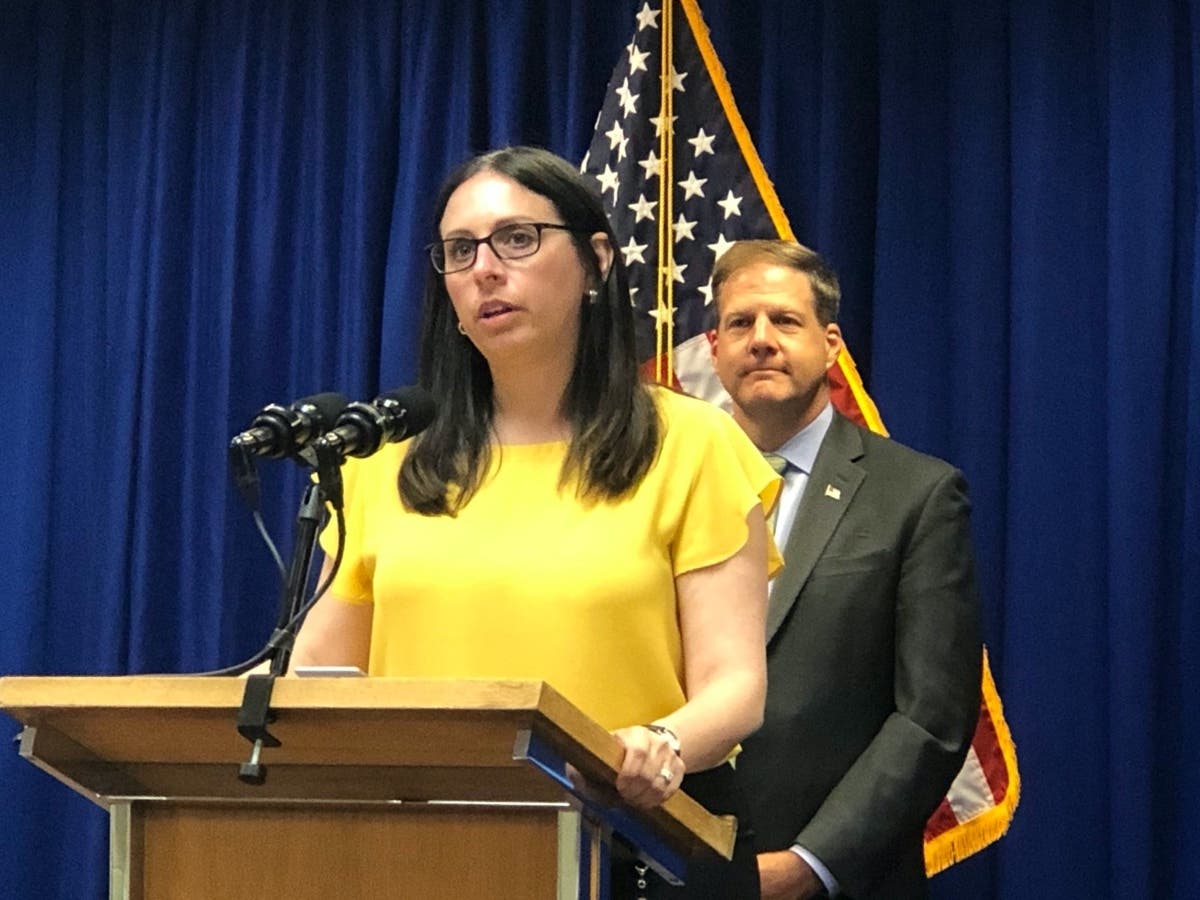 Health and Human Services Commissioner Lori Shibinette is pictured speaking Tuesday at Gov. Chris Sununu's news conference in Concord.