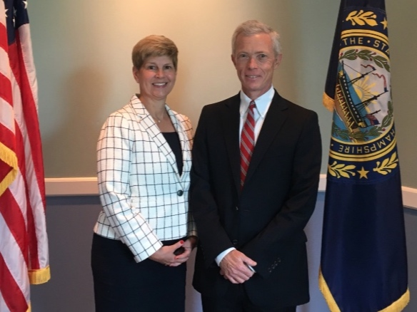Deputy Attorney General Jane Young is pictured with Attorney General Gordon MacDonald the day she was sworn in as deputy. MacDonald chairs the Commission on Law Enforcement Accountability, Community and Transparency.