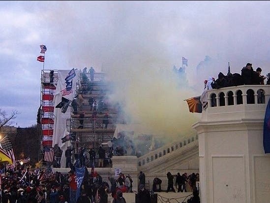This photo shows tear gas outside the U.S. Capitol in Washington D.C. during the insurrection Jan. 6