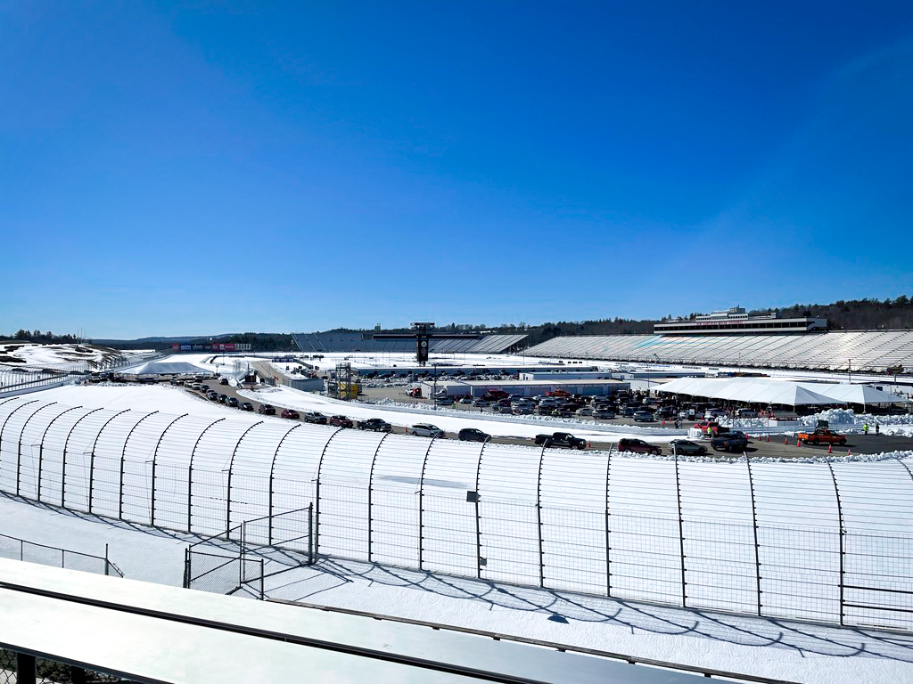And they're off! The cars lined up early for people to get vaccinated against COVID-19 Saturday at NH Motor Speedway in Loudon.