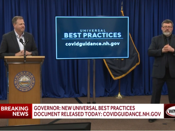 Gov. Chris Sununu is pictured at Thursday's press conference.