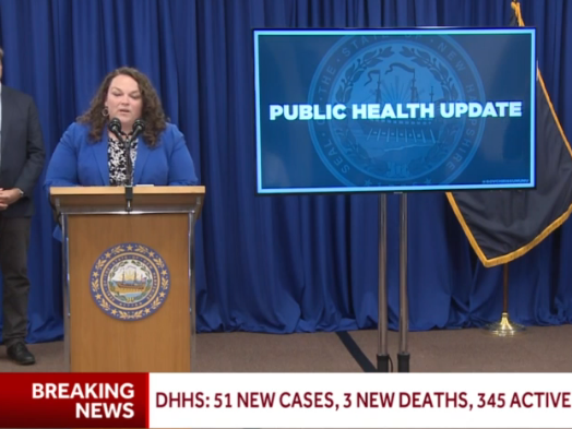 Dr. Beth Daly is pictured Thursday at Gov. Chris Sununu's press conference.