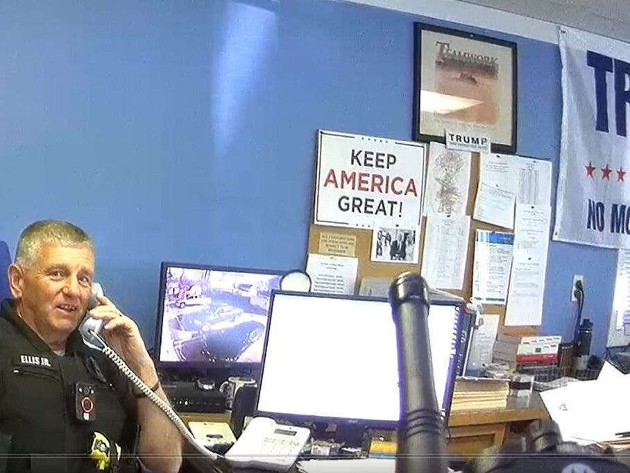 Troy Police Chief David Ellis' office before he was ordered to take down the Trump posters.