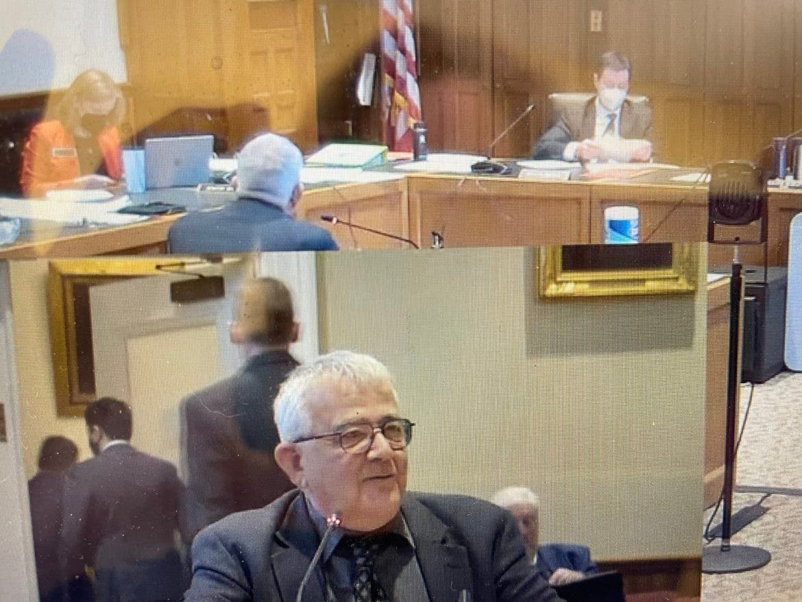 Screen shot of Sen. Harold French, R-Franklin, testifying before the Senate Health and Human Services Committee.